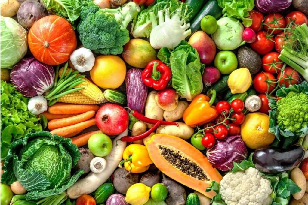 Vegetables and some fruit for health